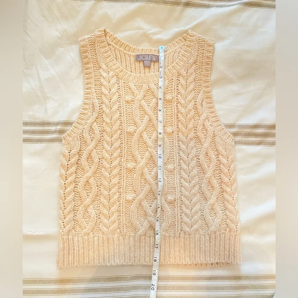 J.Crew Cream Knit Sweater Vest Preppy Classic Layering Size S